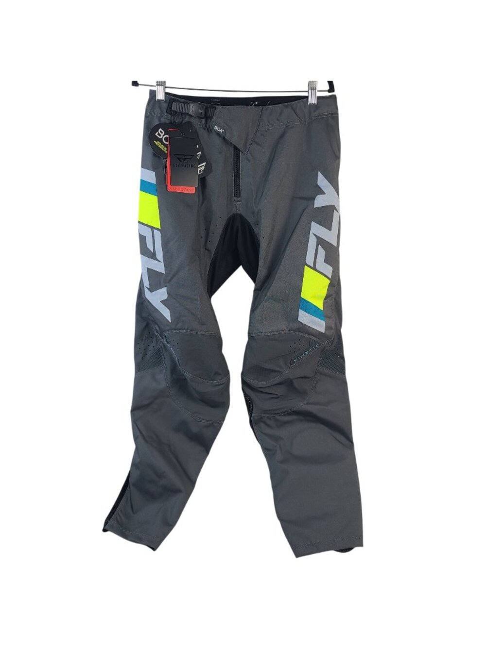 NEW Fly Racing Kinetic Prix Pants Ice Grey/Charcoal/Hi-Vis Size 32 With BOA